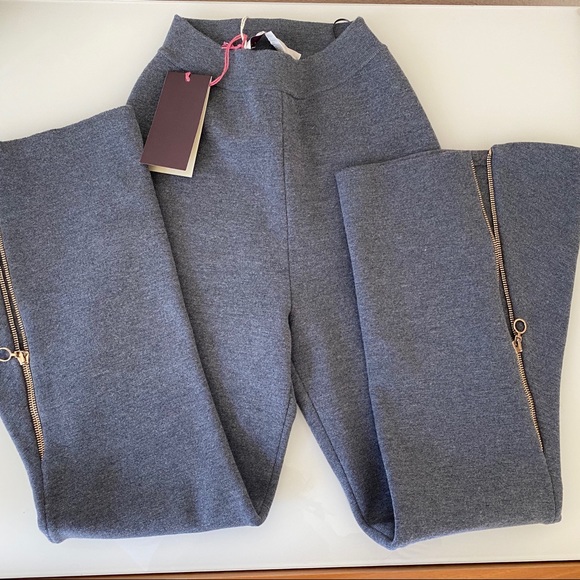 Stella McCartney Gray Crop Flair Wool Blend Zipper Pants 0- 2/36 - Picture 5 of 8
